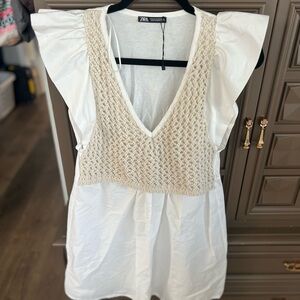 EUC ZARA Combo Knit Vest Mini Dress S